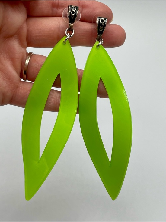 Jewelry - Bright Lime Green Statement Drop Earrings - Women Jewelry- mod